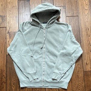 Brandy Melville Christy Zip Up Hoodie One Size Light Green